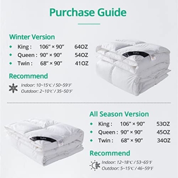 Topplen Down Comforter Queen/Full, All Season Duvet Insert 90x90