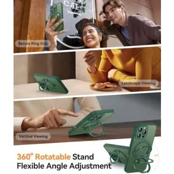 CANSHN 360° Magnetic Stand Case for iPhone 16 Pro - Deep Green