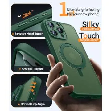 CANSHN 360° Magnetic Stand Case for iPhone 16 Pro - Deep Green
