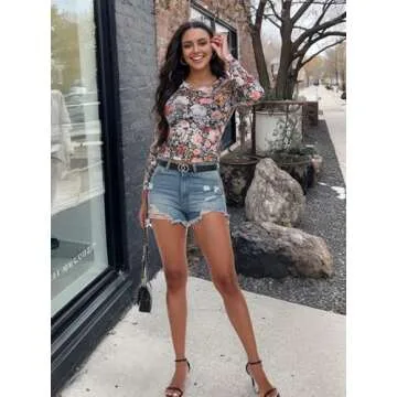 BemorRun Floral Mesh Crop Top for Women Stylish Versatile