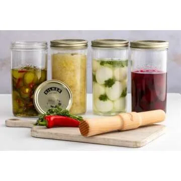 Kilner Wide Mouth Preserve Jar 1L (1000ml) Glass Storage Jar with Vacuum Seal Lid Ideal for Large Whole Fruits Vegetables Pickles Jams