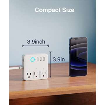 GHome Smart Plug Power Strip, WiFi Surge Protector Outlet Extender Work with Alexa, Google Home, APP Control, Timer Function, Wall Outlet with 3 USB Ports, 3 Outlets, Adapter Plug Extender,10A/1200W