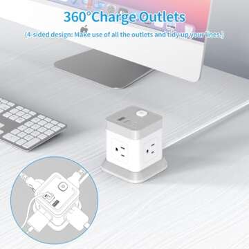 Power Strip with USB: Compact & Safe 4 Outlet Charger