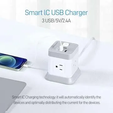 Power Strip with USB: Compact & Safe 4 Outlet Charger