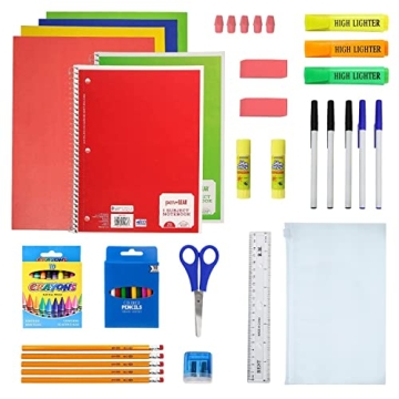 52 Piece Bulk School Supplies Kit - Essential Items for K-12 Students