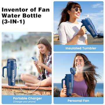 HandFan 40 oz Tumbler with Handle and Strap | Leakproof Insulated Tumbler with Lid and Straw | Reusa...