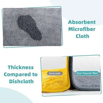 PoYang 2 Pack Kitchen Sink Splash Guard: Short Faucet Mat for Kitchen Sink, Super Absorbent Microfiber Sink Protector Mat, Kitchen Sink Mat Machine Washable Sink Water Splash Guard 17.7'' x 4.7''