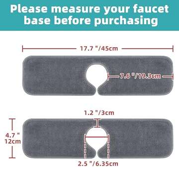 PoYang 2 Pack Kitchen Sink Splash Guard: Short Faucet Mat for Kitchen Sink, Super Absorbent Microfiber Sink Protector Mat, Kitchen Sink Mat Machine Washable Sink Water Splash Guard 17.7'' x 4.7''