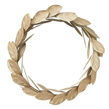 Gold Leaves Metal Wreath Wall Decor for Front Door,13 inch Door Wreath for Christmas,Window,Wedding,...