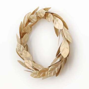 Gold Leaves Metal Wreath Wall Decor for Front Door,13 inch Door Wreath for Christmas,Window,Wedding,Party Decoration