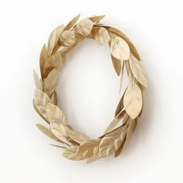 Gold Leaves Metal Wreath Wall Decor for Front Door,13 inch Door Wreath for Christmas,Window,Wedding,Party Decoration