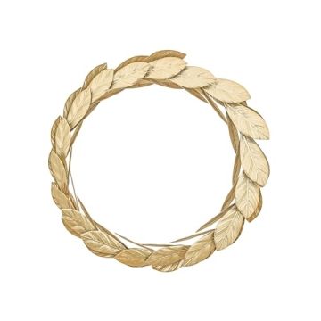 Gold Leaves Metal Wreath Wall Decor for Front Door,13 inch Door Wreath for Christmas,Window,Wedding,Party Decoration