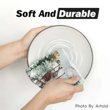 Artoid Mode Elk Trees Snow Hello Winter Kitchen Towels Dish Towels, 18x26 Inch Seasonal Christmas Decoration Hand Towels Set of 2