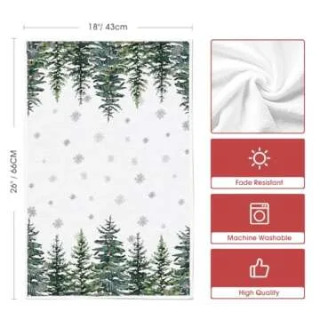 Artoid Mode Elk Trees Snow Hello Winter Kitchen Towels Dish Towels, 18x26 Inch Seasonal Christmas Decoration Hand Towels Set of 2