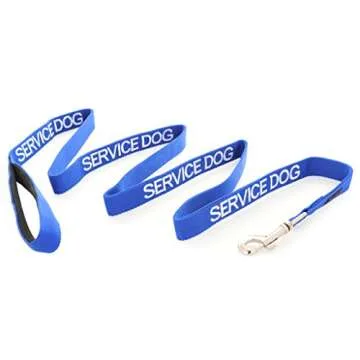 Service Dog Blue 2ft 4ft 6ft Padded Dog Leash Prevents Accidents by Warning Others of Your Dog in Ad...