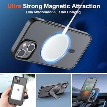 SUPFINE Magnetic for iPhone 15 Case (Compatible with MagSafe) (10 FT Military Grade Drop Protection) Slim Translucent Matte Shockproof with Anti-Fingerprint Phone Case, Black