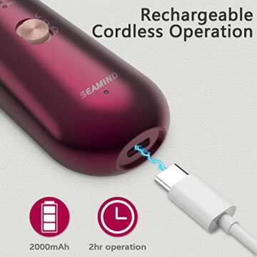 Professional Manicure Pedicure Set, Cordless Electric Nail File Kit, Rechargeable Nail Grinder for Thick Nails, 5 Speeds Hand Foot Nail Care Trimmer Buffer Tools(Red)