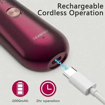 Professional Manicure Pedicure Set, Cordless Electric Nail File Kit, Rechargeable Nail Grinder for Thick Nails, 5 Speeds Hand Foot Nail Care Trimmer Buffer Tools(Red)