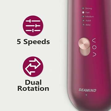 Professional Manicure Pedicure Set, Cordless Electric Nail File Kit, Rechargeable Nail Grinder for Thick Nails, 5 Speeds Hand Foot Nail Care Trimmer Buffer Tools(Red)