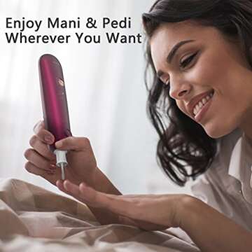 Professional Manicure Pedicure Set, Cordless Electric Nail File Kit, Rechargeable Nail Grinder for Thick Nails, 5 Speeds Hand Foot Nail Care Trimmer Buffer Tools(Red)