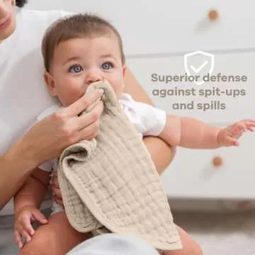 Comfy Cubs Muslin Burp Cloths Set (20”X10”, Pack of 10) - Large, 6-Layer, Ultra Absorbent 100% Cotton for Baby Spit-Up, Drool, and Messes - Soft, Gentle - Great, (Sand)