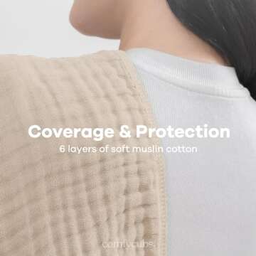 Comfy Cubs Muslin Burp Cloths Set (20”X10”, Pack of 10) - Large, 6-Layer, Ultra Absorbent 100% Cotton for Baby Spit-Up, Drool, and Messes - Soft, Gentle - Great, (Sand)