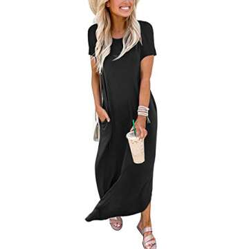 ANRABESS Women's Summer Casual Loose Short Sleeve Long T Shirt Dress Split Maxi Beach Sundress Trave...