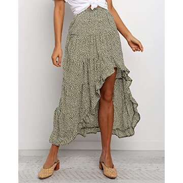 BTFBM Summer Boho Floral Print Maxi Skirt for Women