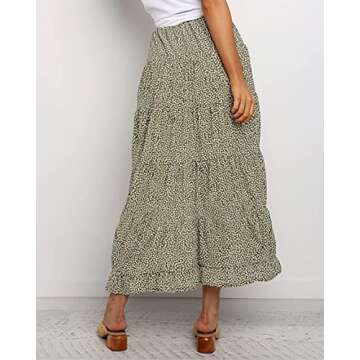 BTFBM Summer Boho Floral Print Maxi Skirt for Women
