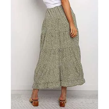 BTFBM Summer Boho Floral Print Maxi Skirt for Women