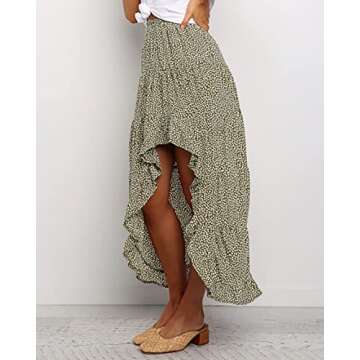 BTFBM Summer Boho Floral Print Maxi Skirt for Women