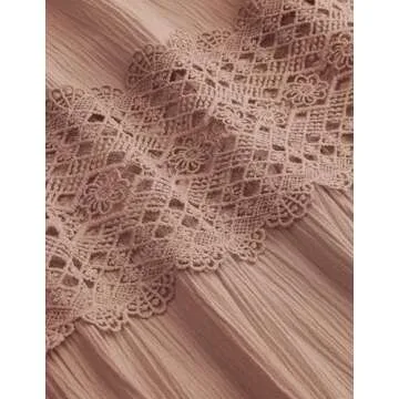 ZESICA Women's 2024 Summer Bohemian Strapless Off Shoulder Lace Trim Backless Flowy A Line Beach Long Maxi Dress,Pink,Small