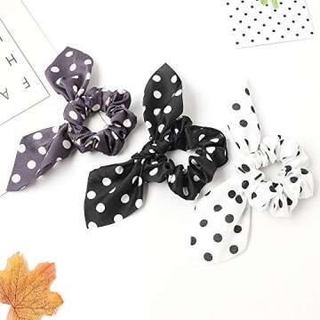 Cute Bow Bunny Ear Hair Elastic - Silk Satin Scrunchies for All Hair Types
