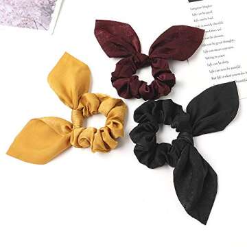 Silk Satin Bunny Bow Scrunchies - Elegant Hair Ties
