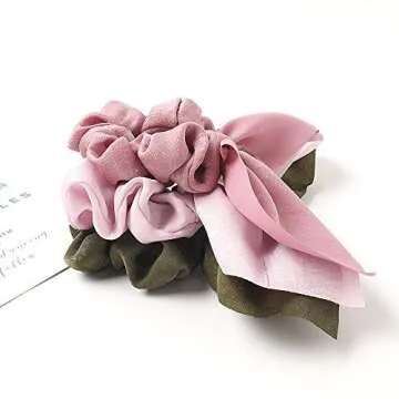 Silk Satin Bunny Bow Scrunchies - Elegant Hair Ties