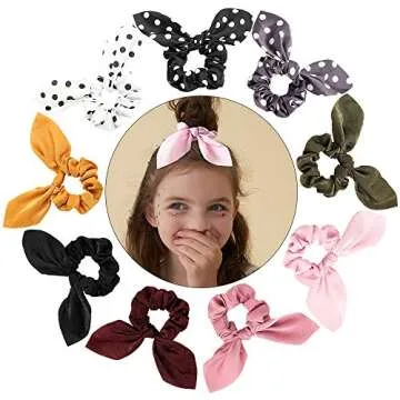 Silk Satin Bunny Bow Scrunchies - Elegant Hair Ties