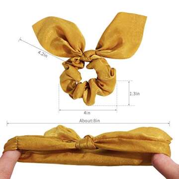 Silk Satin Bunny Bow Scrunchies - Elegant Hair Ties