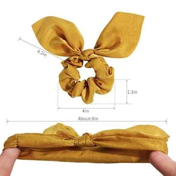 Silk Satin Bunny Bow Scrunchies - Elegant Hair Ties
