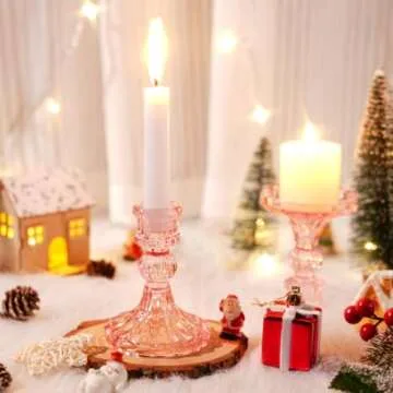 Maxcheck Set of 6 Clear Candlestick Holders for Weddings and Home Decor