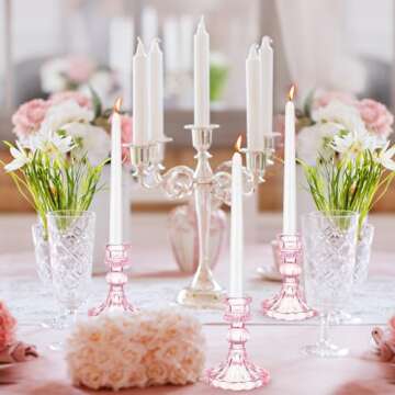 Maxcheck Set of 6 Clear Candlestick Holders for Decor