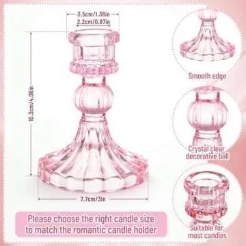 Maxcheck Set of 6 Clear Candlestick Holders for Decor