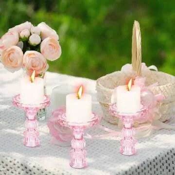 Maxcheck Set of 6 Clear Candlestick Holders for Decor