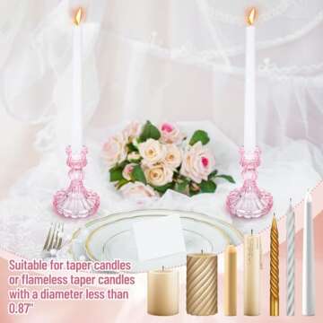 Maxcheck Set of 6 Clear Candlestick Holders for Decor