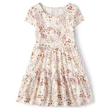 The Children's Place,Short Sleeve Fashion Dress,White Daisy,Medium (7/8)