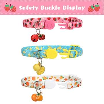 VKPETFR Breakaway Cat Collars with Bell & Cute Pendants for Pets - 3 Pack