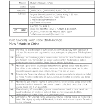 Ruibo Adjustable Ziplock Bag Holder Stand for Meal Prep