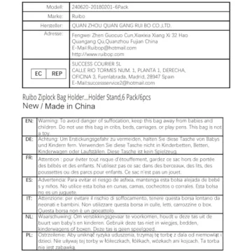 Ruibo Adjustable Ziplock Bag Holder Stand for Meal Prep