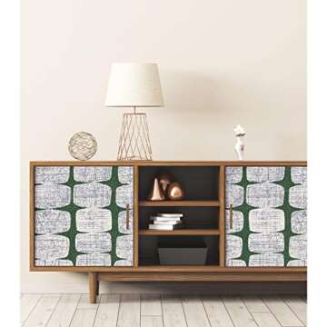 RoomMates RMK11619RL Mid-Century Beads Green and White Peel and Stick Wallpaper