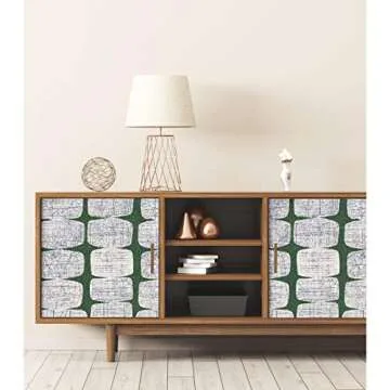 RoomMates RMK11619RL Mid-Century Beads Green and White Peel and Stick Wallpaper