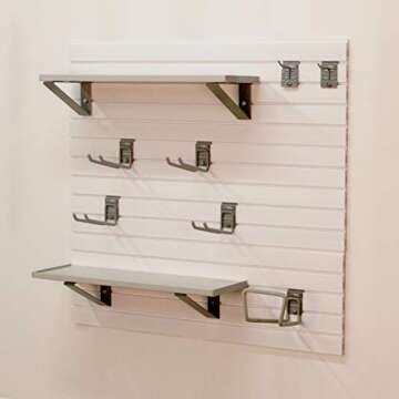 StoreWALL Deluxe Home Gym Fitness Slatwall Storage and Organization Kit (Brite White)